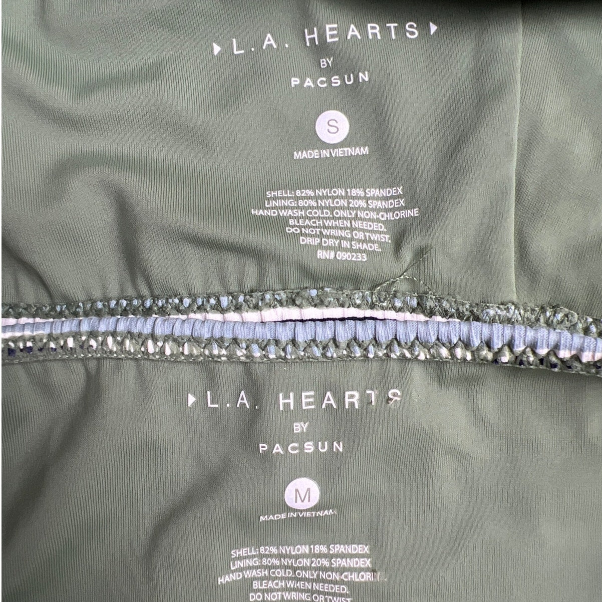 L.A. Hearts Two Piece Bikini Swimwear Set S Top and M Bottom Green Striped EUC