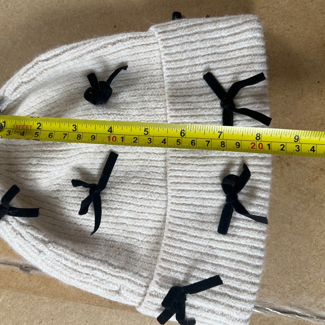 Anthropologie White With Black Bows One Size