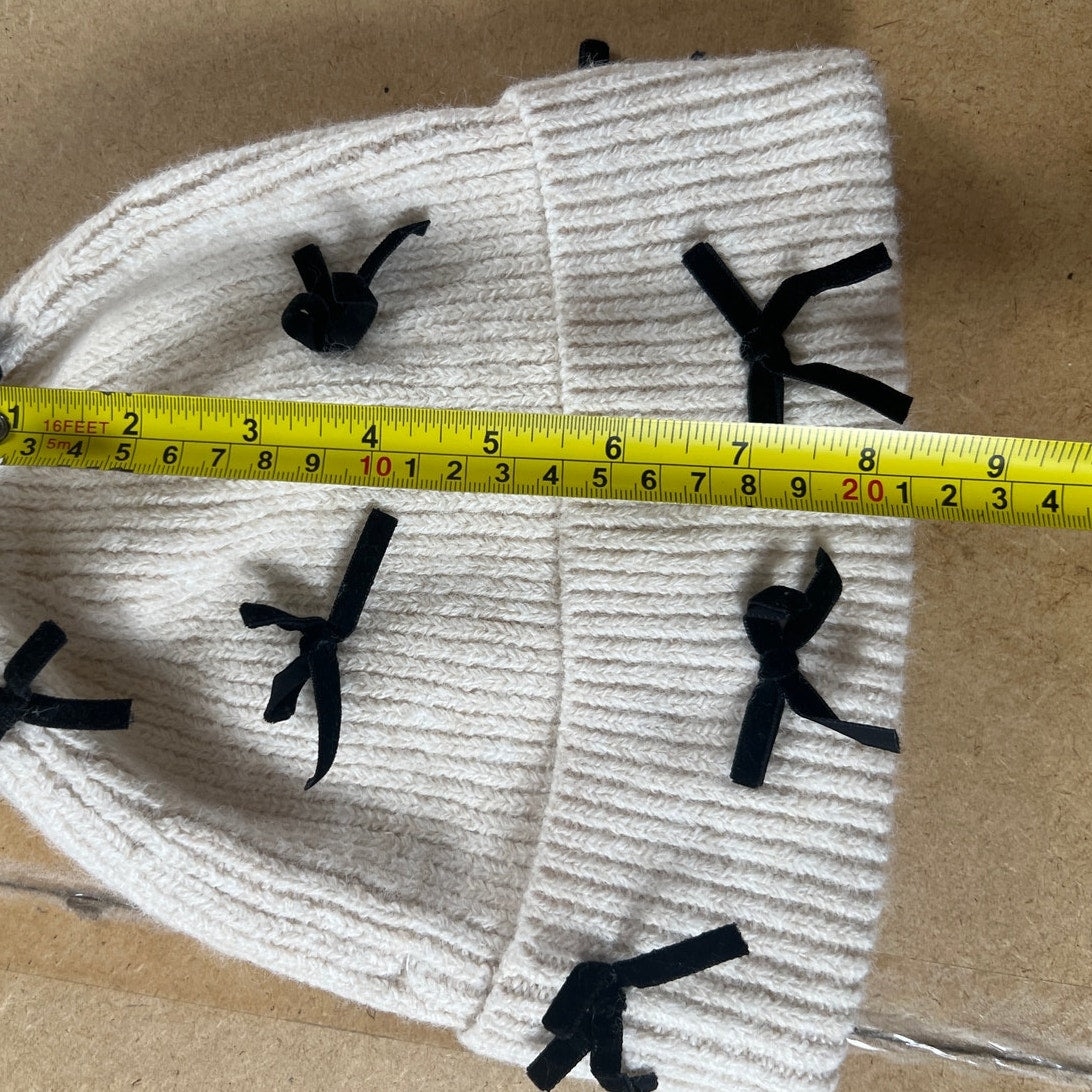Anthropologie White With Black Bows One Size