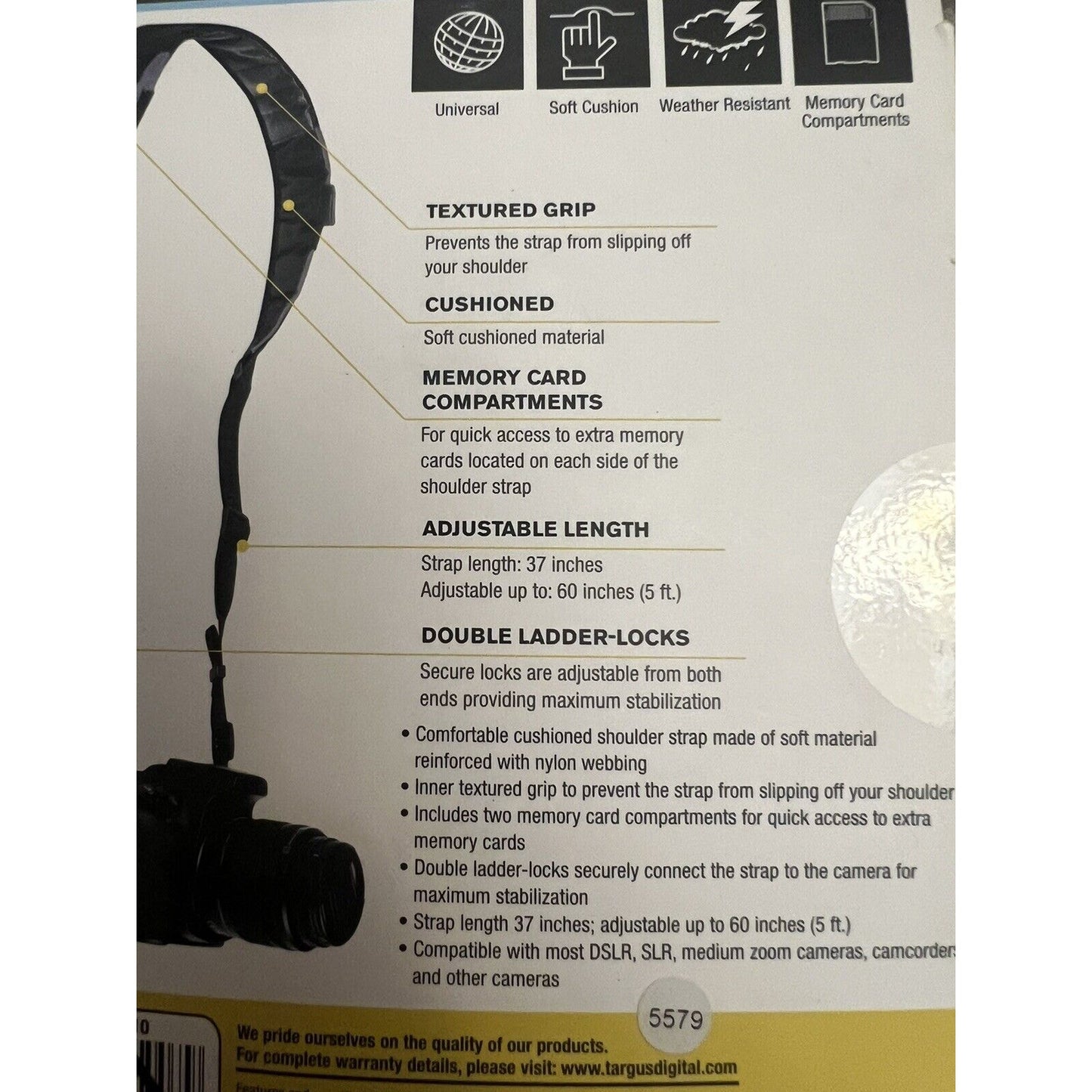 Universal Cushioned Shoulder Strap Memory Card Compartments for Camera digital