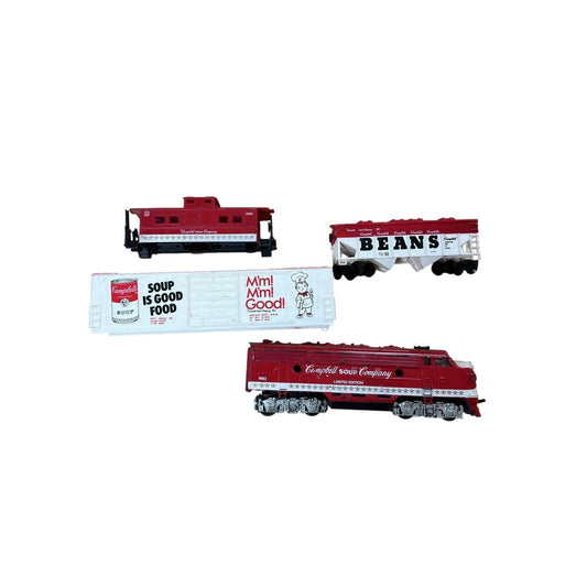 Vintage 1982 Campbell's Red Collectible Toy Train Cars Set Campbell Soup Company