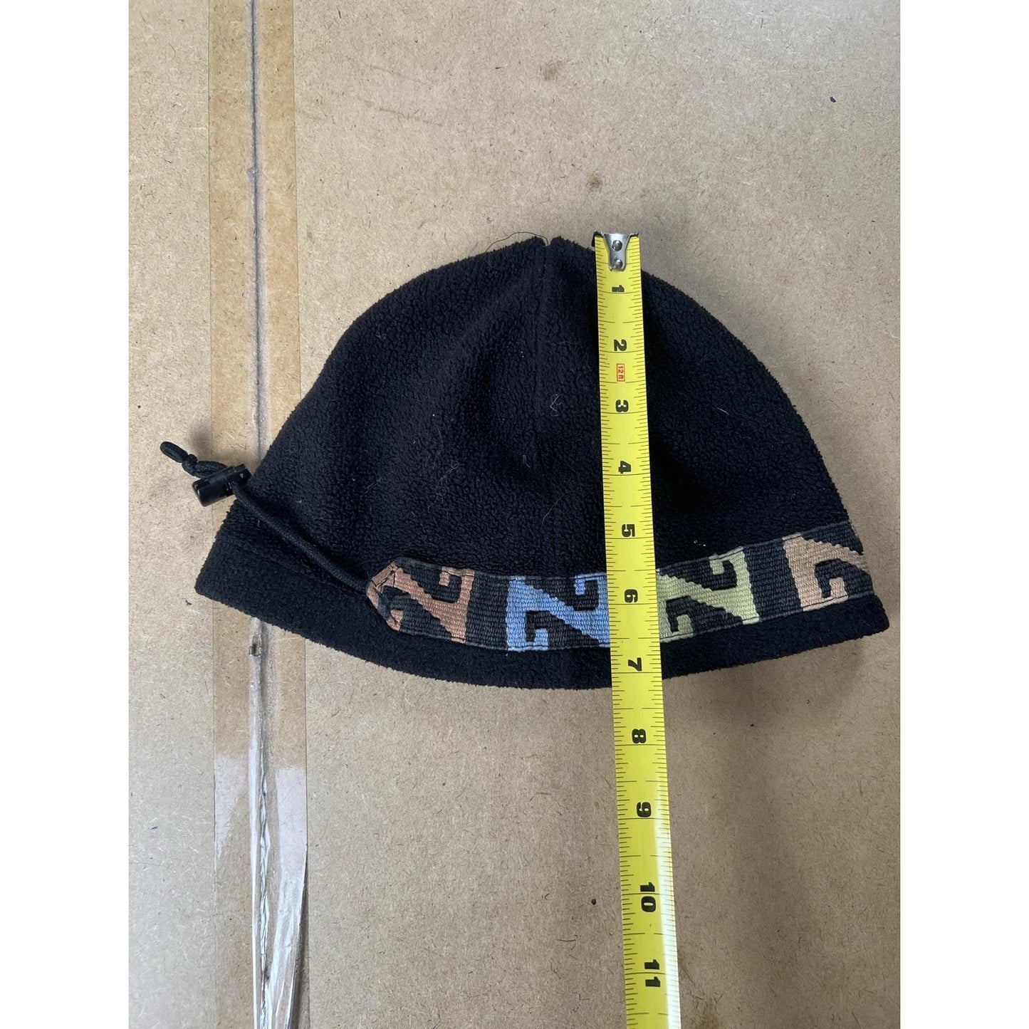 Hat Cap Strap Back Adjustable Mens Black Fleece Outdoor Drawcord Trim