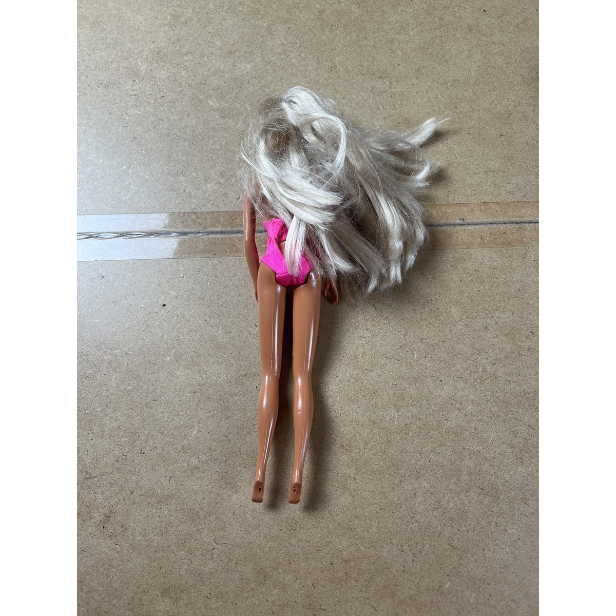 Blonde Fashion Doll Pink Rhinestone Swimsuit Plastic Hair Play Toy Collectible
