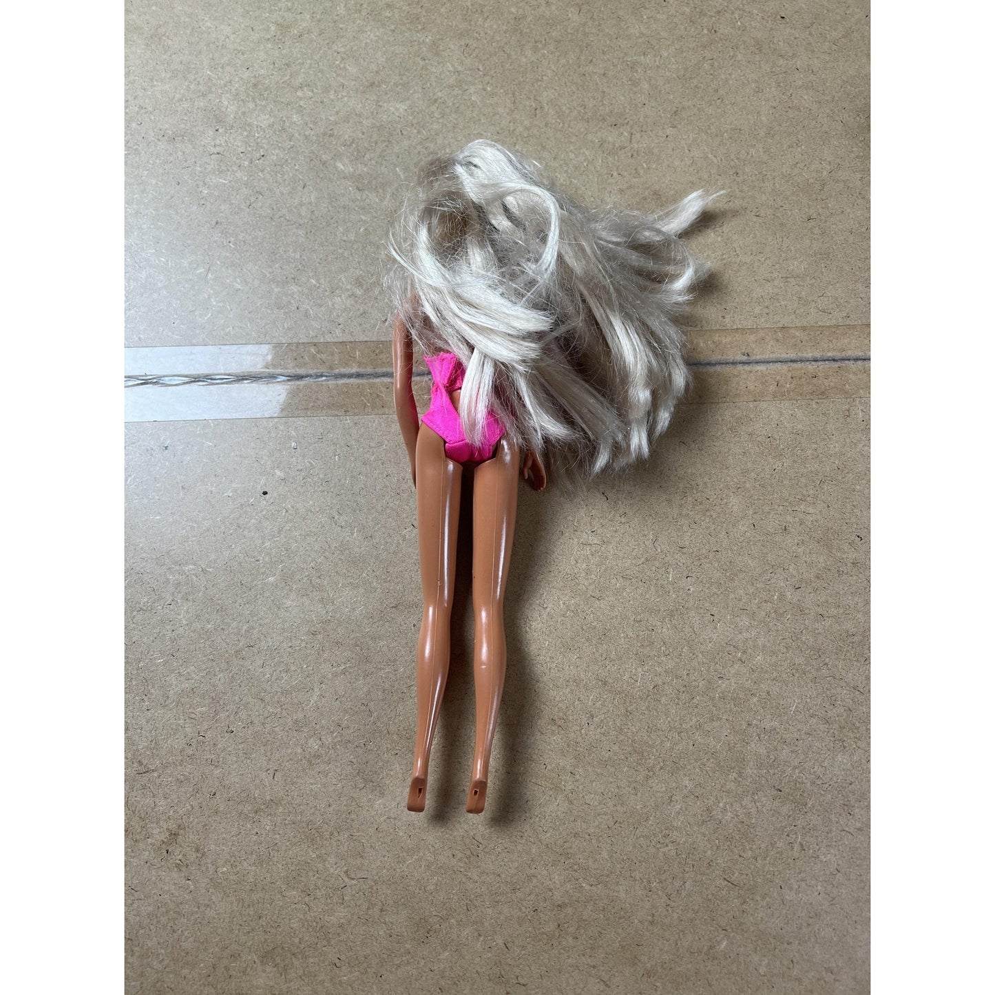 Blonde Fashion Doll Pink Rhinestone Swimsuit Plastic Hair Play Toy Collectible