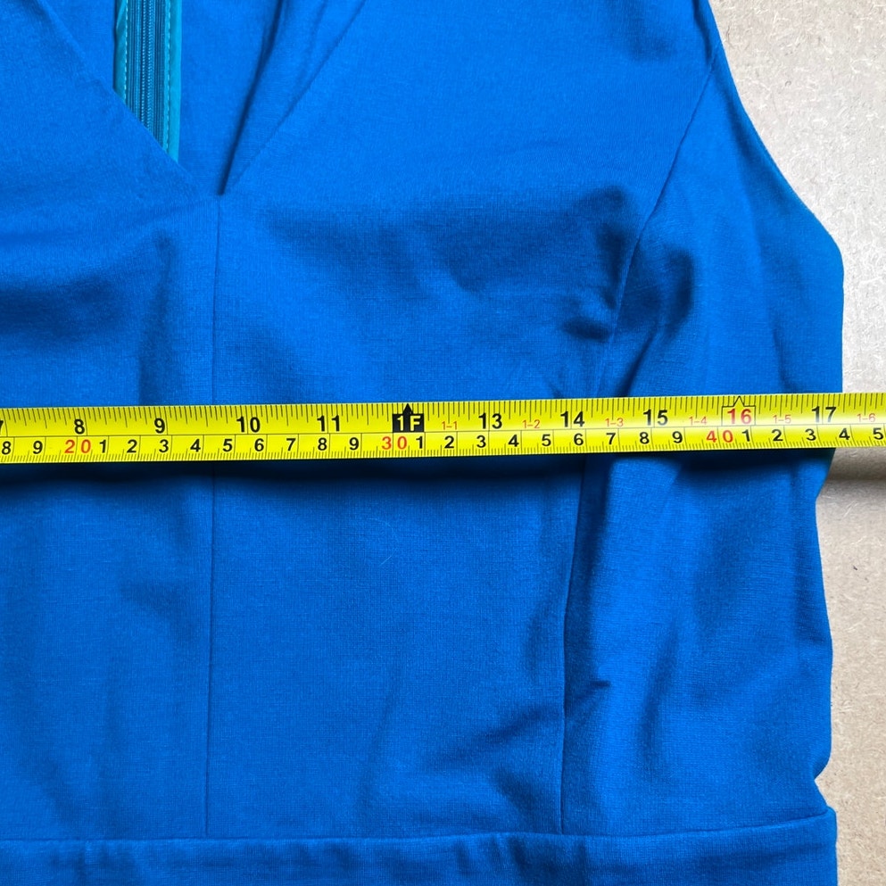 Banana Republic Women's Dress 14  Knit Bright Teal V neck Sheath Career