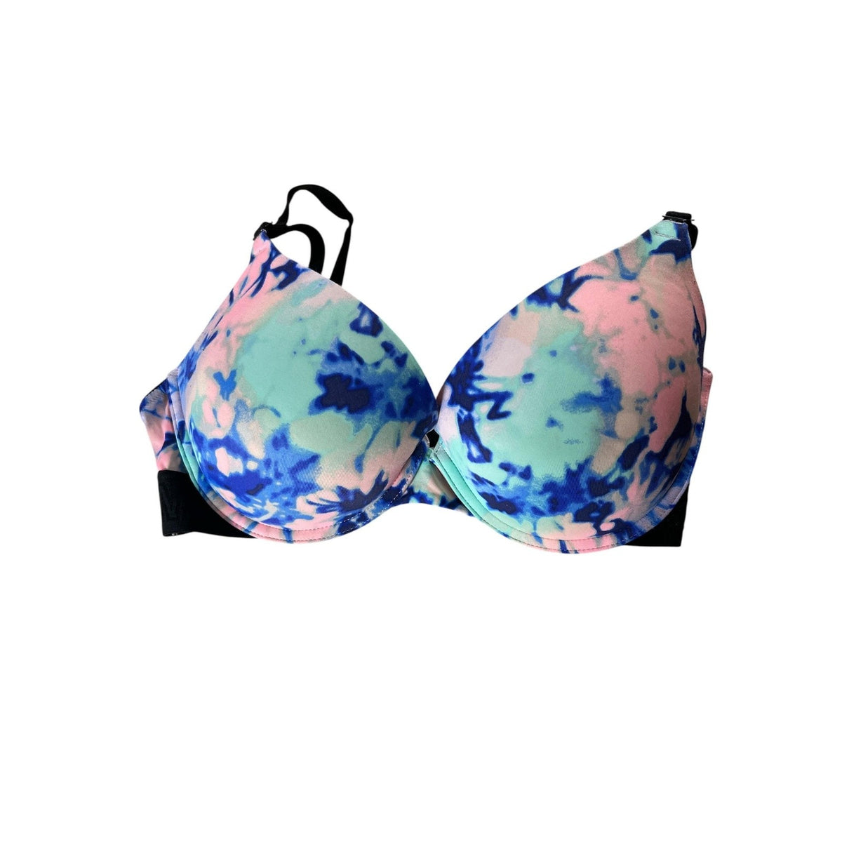 PINK Victoria's Secret Bra Womens 34D Tie Dye Push Up Underwire Padded Logo