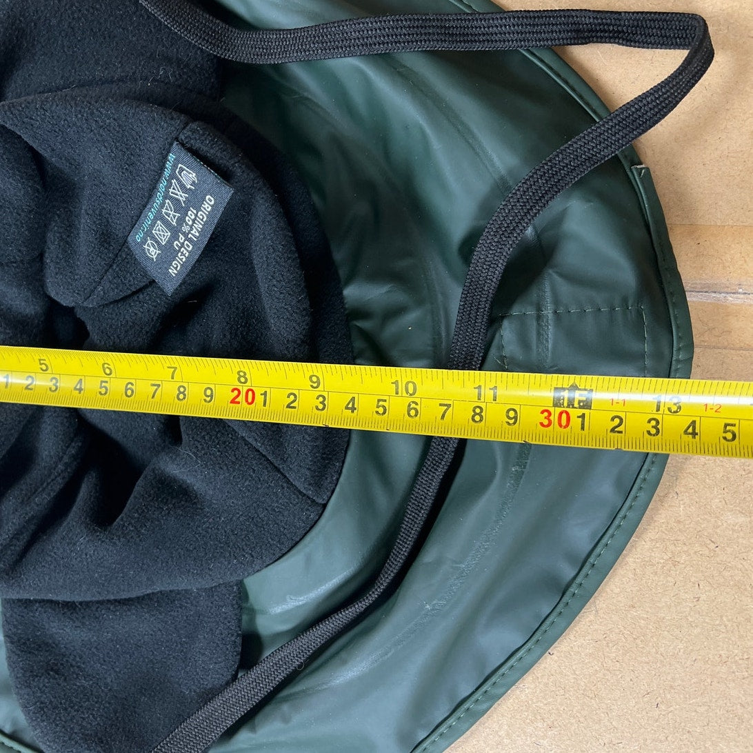 Norwegian Black Waterproof Bucket Rain Hat Size 57cm Fleece Lining Ear Flaps