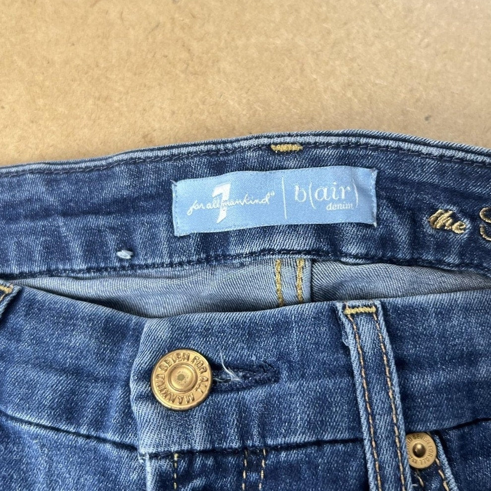 7 For All Mankind Pants Womens 29 Blue Ankle Skinny Denim Stretch Pockets