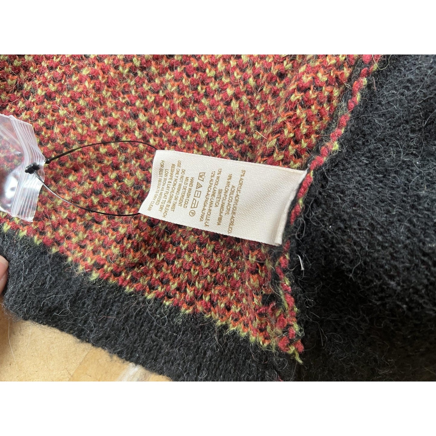 Free People Cardigan Womens S/M Black Open Pockets Oversized Floral Knit Mohair