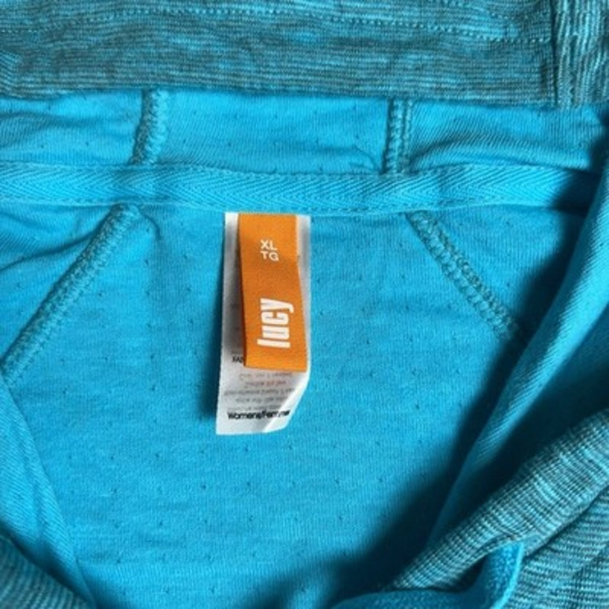 Lucy Sweater Womens XL Blue Hooded Full Zip Striped Lightweight Pockets