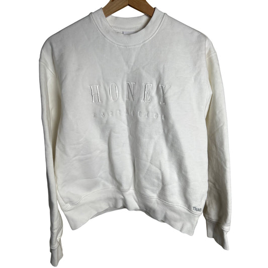 Aritzia TNA Sweatfleece Cozy XS Honey White Crewneck Pullover