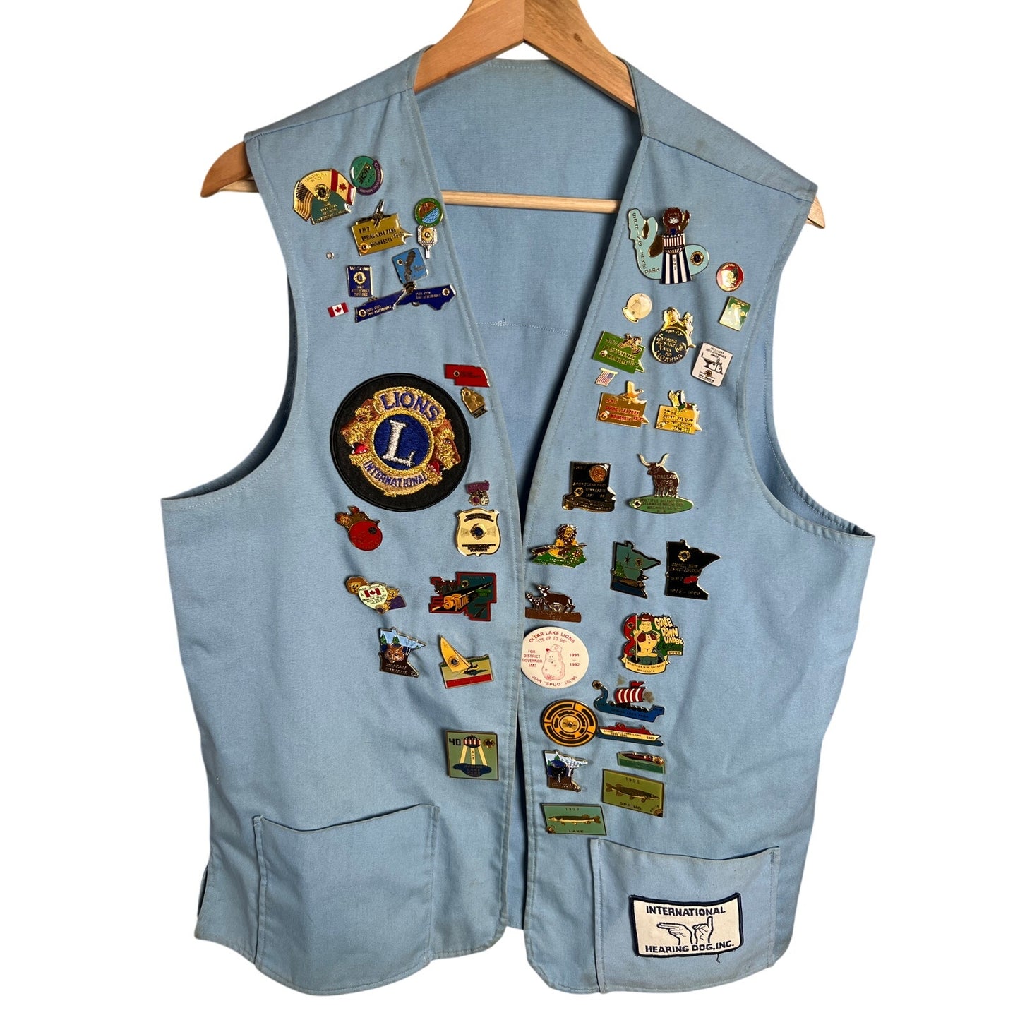 Vintage Minnesota Spring Lake Park Lions International Club Blue Vest