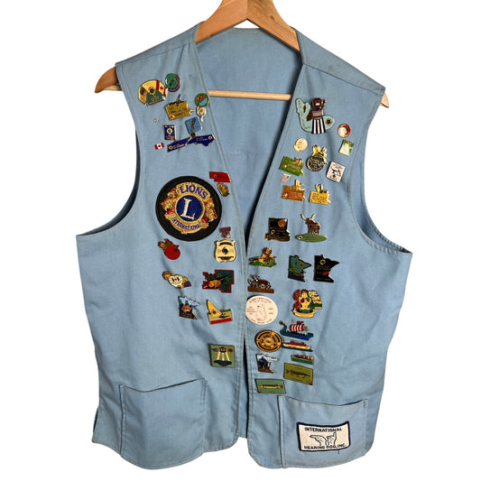 Vintage Minnesota Spring Lake Park Lions International Club Blue Vest
