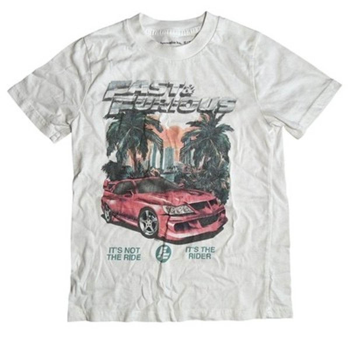 Abercrombie Kids Shirt Teens L White Crew Neck Tagless Fast & Furious Graphic