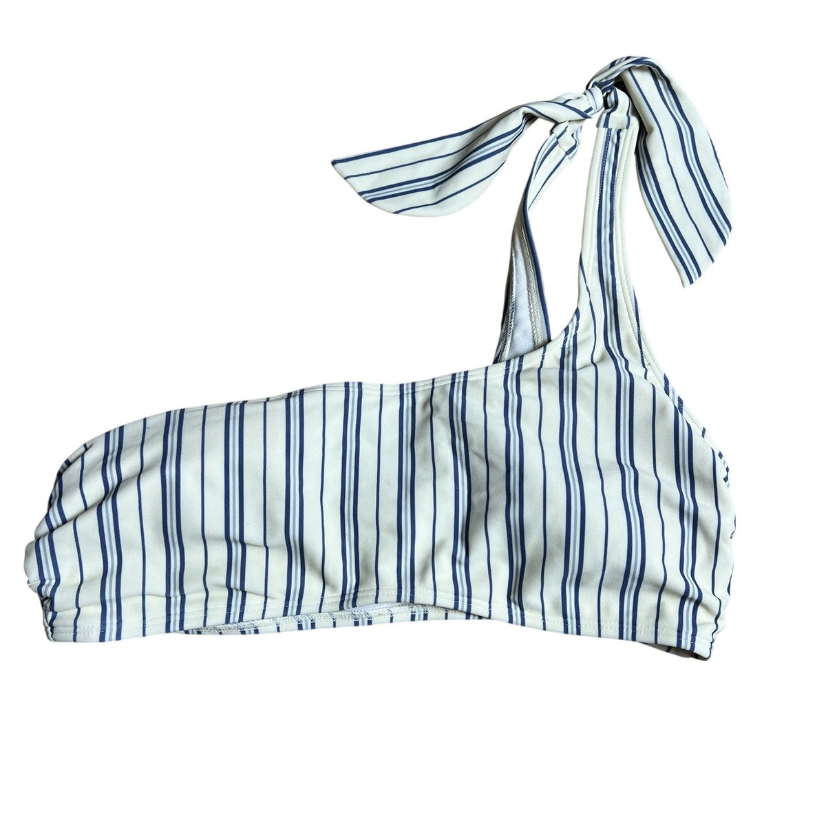 Abercrombie & Fitch Swim Top Womens M White Striped One Shoulder Lined Bikini