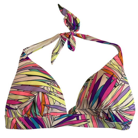 Victoria's Secret Halter Multi Color Palm Frond Medium Bikini Top - EUC