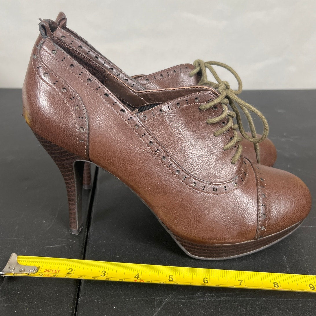 Fergalicious By Fergie Brown Lace-Up Heels Women's Size 10