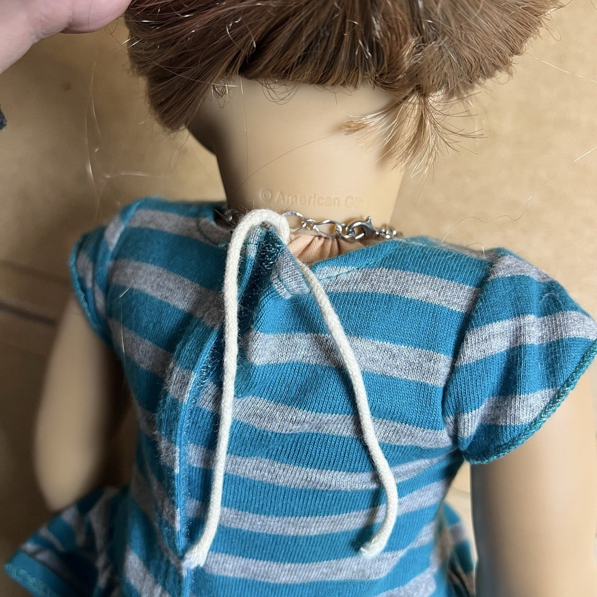 American Girl 18 Inch Doll Blue Stripe Outfit Blonde Hair Brown Eyes