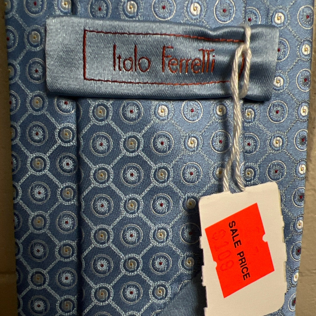 Italo Ferelli Blue Spotted Polka Dot NWT Tie Made In Italy