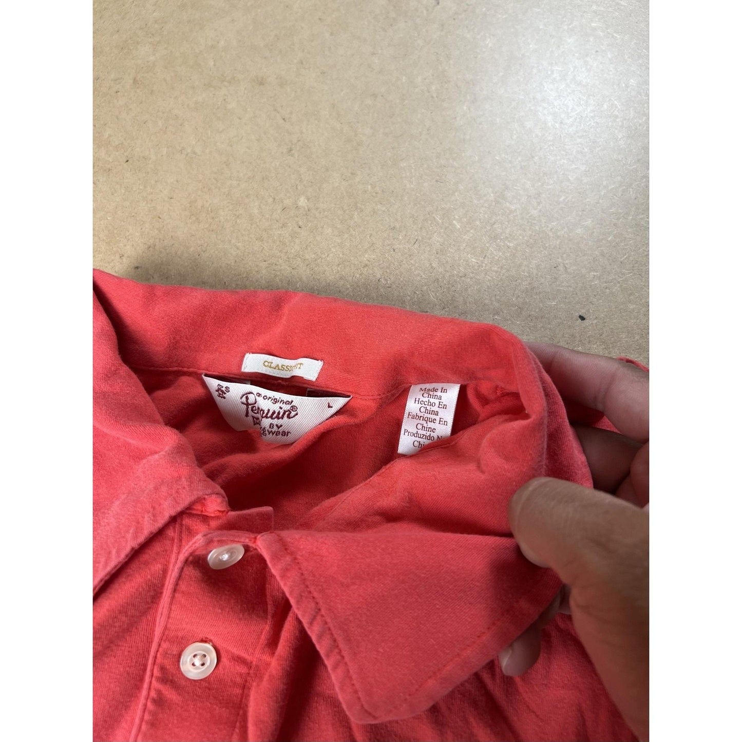 Original Penguin Polo Mens L Red Classic Fit Pocket Embroidered Cotton Jersey