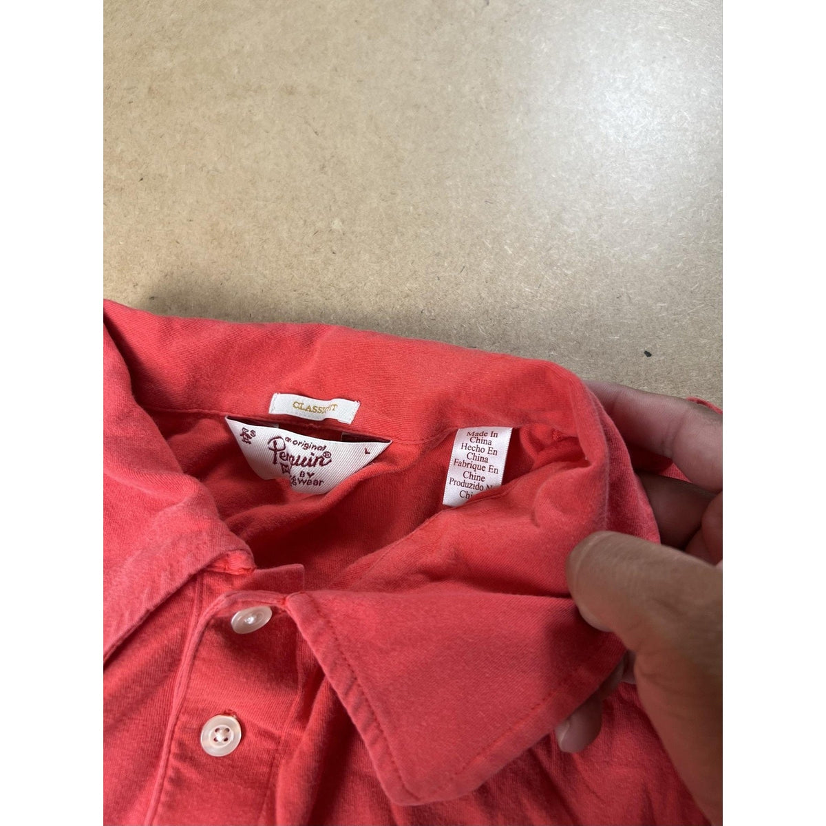 Original Penguin Polo Mens L Red Classic Fit Pocket Embroidered Cotton Jersey