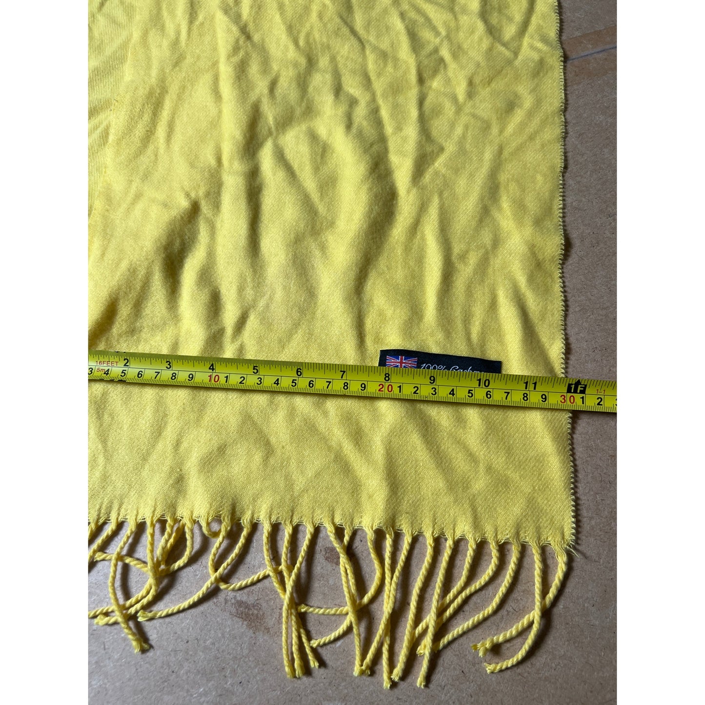 100% Cashmere Yellow Scarf Made In Scotland Warm Wrap Wool Scarf Pure 65.5"