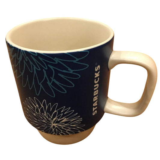 Starbucks Matte Blue With Flowers/Mums Stackable Mug 2016