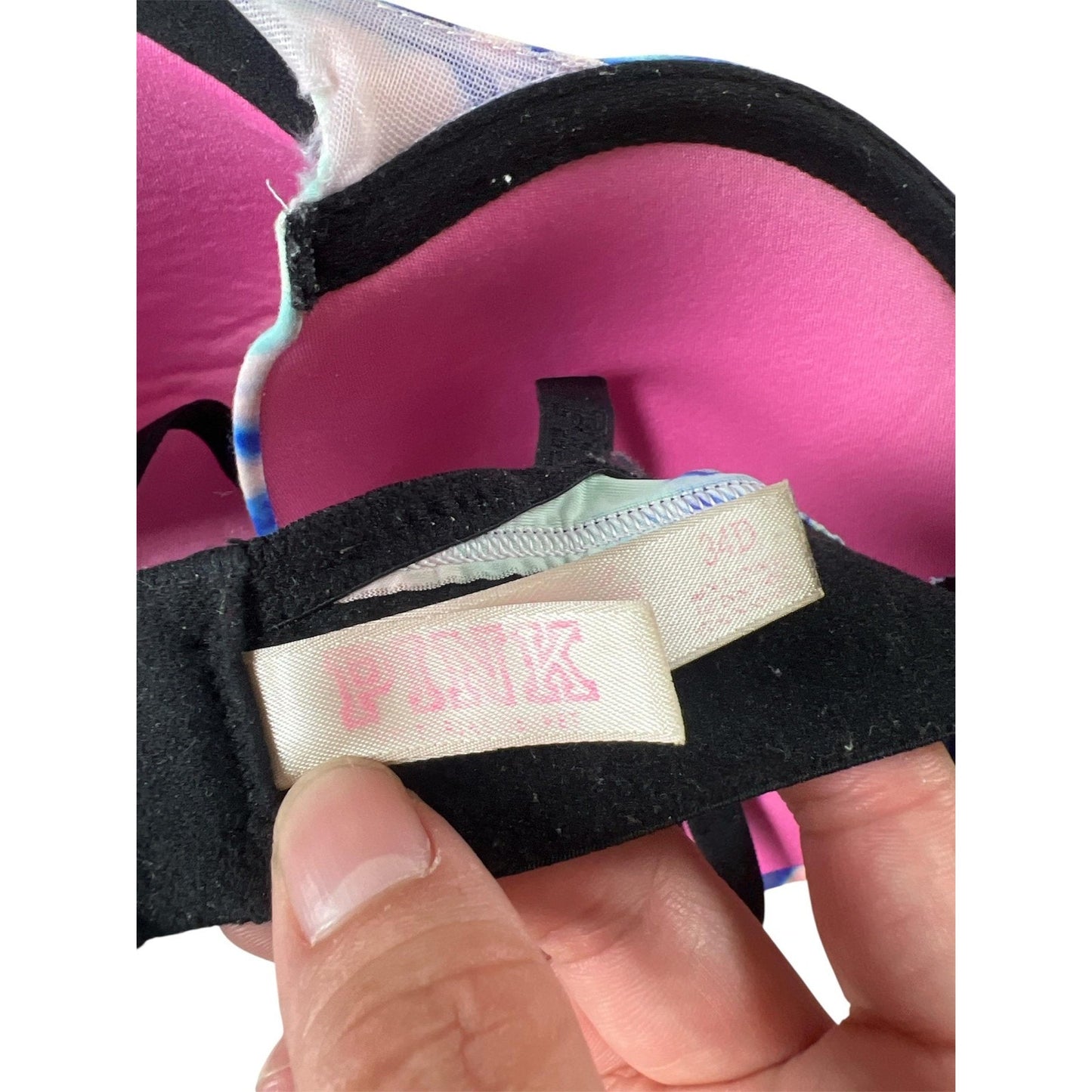 PINK Victoria's Secret Bra Womens 34D Tie Dye Push Up Underwire Padded Logo