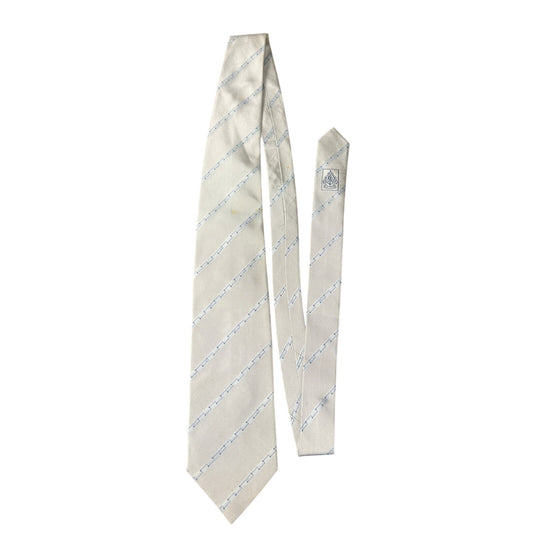 Gucci Made In Italy 100% Silk Pattern Tie Gray Blue