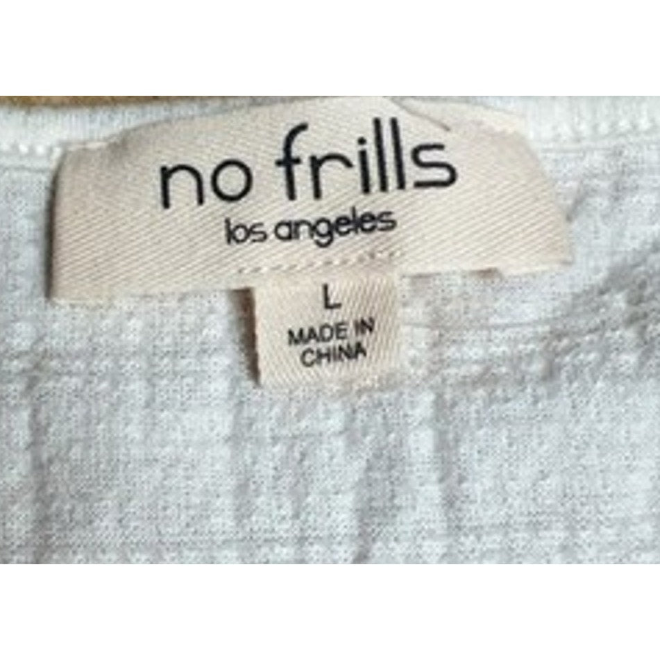 No Frills Los Angeles T-Shirt Womens L White Cropped Scoop Neck Embroidered