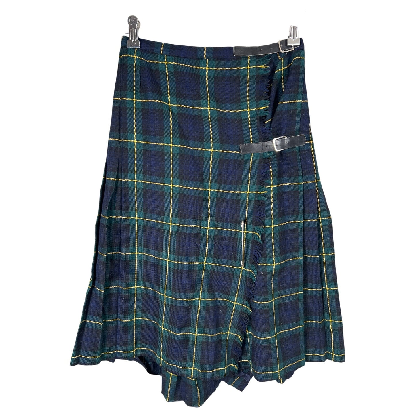 Vintage Scottish Export Mosbrook Green Plaid Ladies Tartan Kilt *Broken Clip*