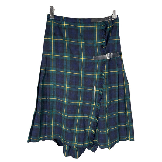 Vintage Scottish Export Mosbrook Green Plaid Ladies Tartan Kilt *Broken Clip*