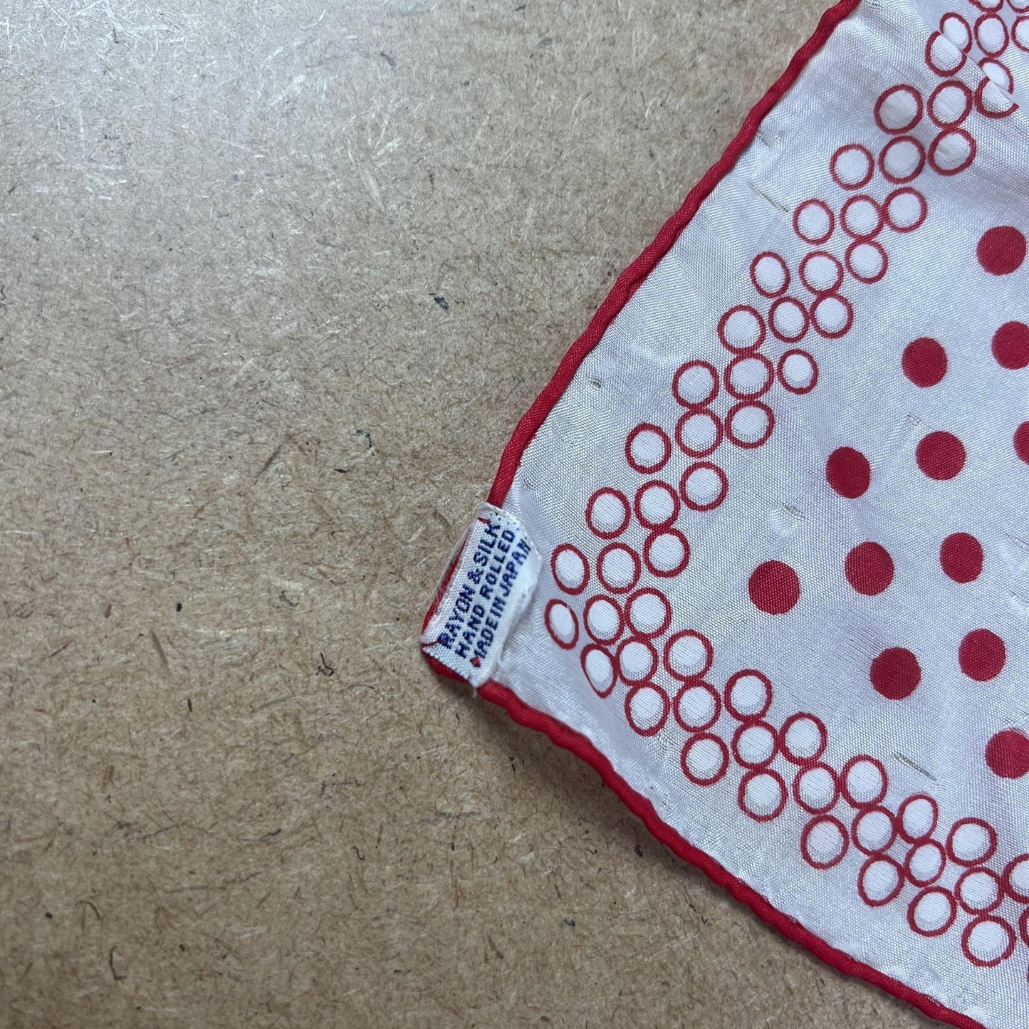 Kerchief Mens One Size Red Polka Dot Rayon Silk Satin Rectangle Scarf Japan