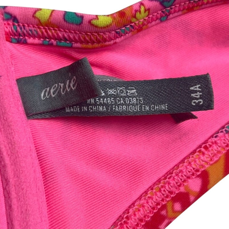 Aerie 34A Swim Barbie Pink Paisley Halter Bikini Top
