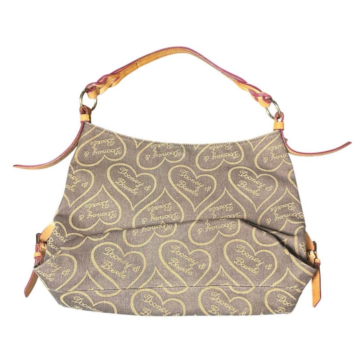 Dooney & Bourke Beige Mini Shoulder Purse Heart Signature Handbag Slouch Purse