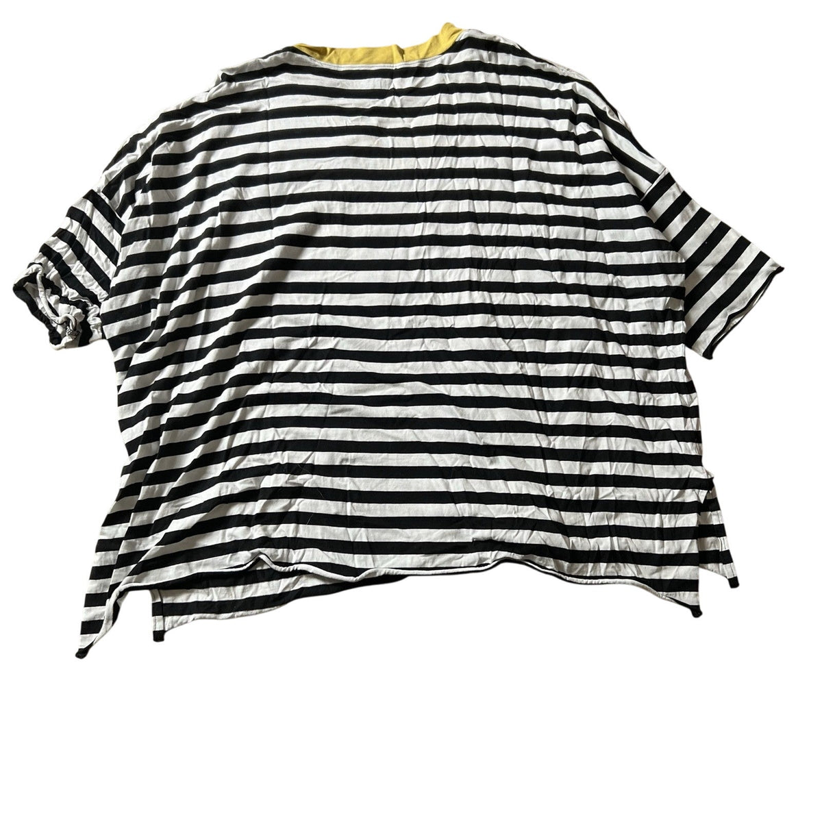 Planet By Lauren G T-Shirt Womens One Size Striped Black White V-Neck Cotton