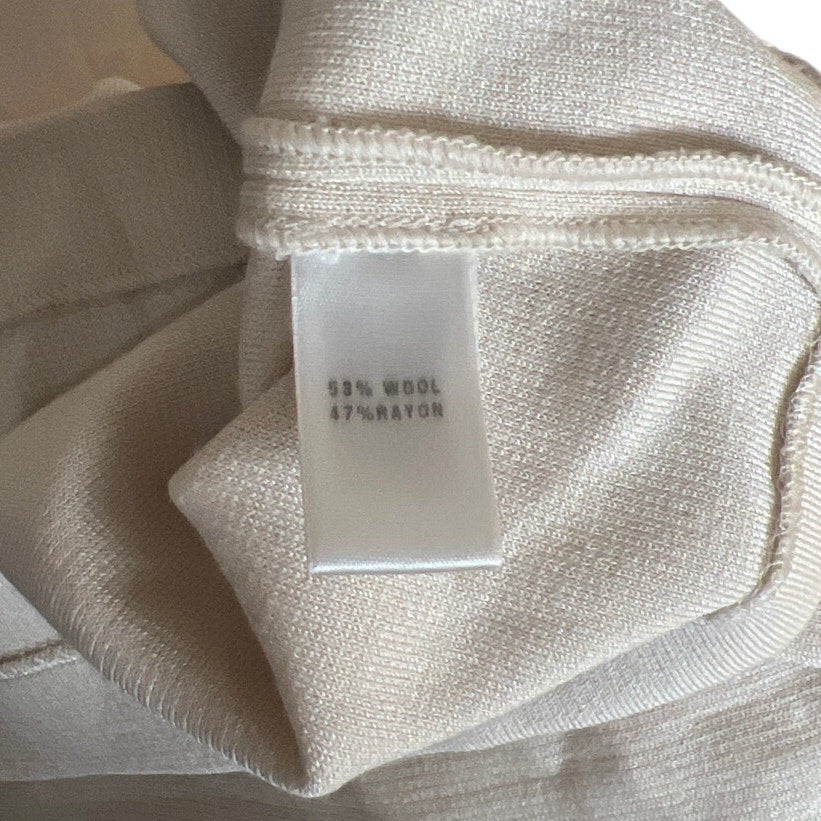 St. John Size 16 Women's Wool/Rayon White Dress Draped Neck Sleeveless