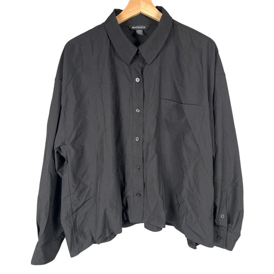 Athleta XL Button Down Black Long Sleeve Oversized Women's