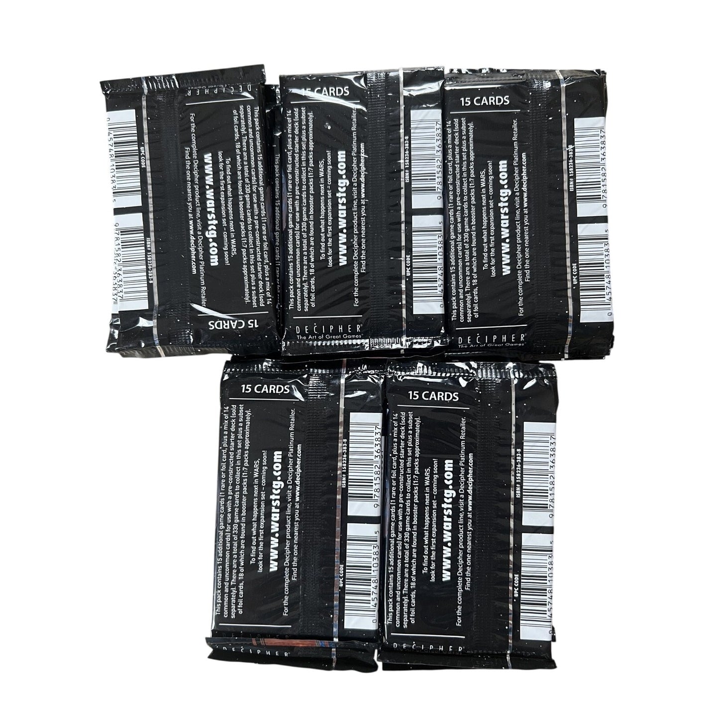 WARS Incursion Booster Pack Lot Of 5 Decipher 15 Cards English Cellophane Sealed