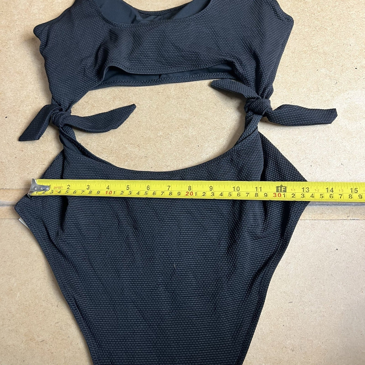 NWT Aerie One Piece Womens L Black Cheeky Cutout Lined Adjustable Bow Side Tie