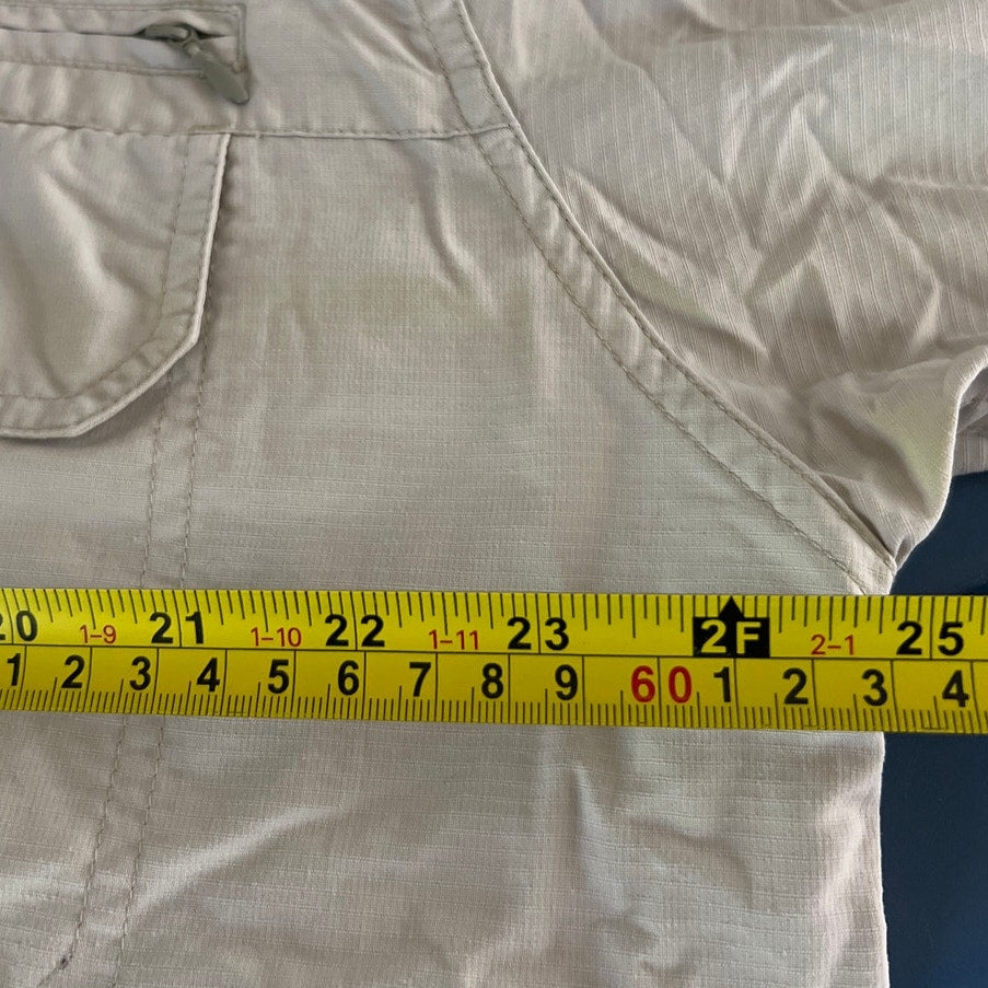 REI Shirt Men's XL Light Cream Button Up Vented Nylon Hiking