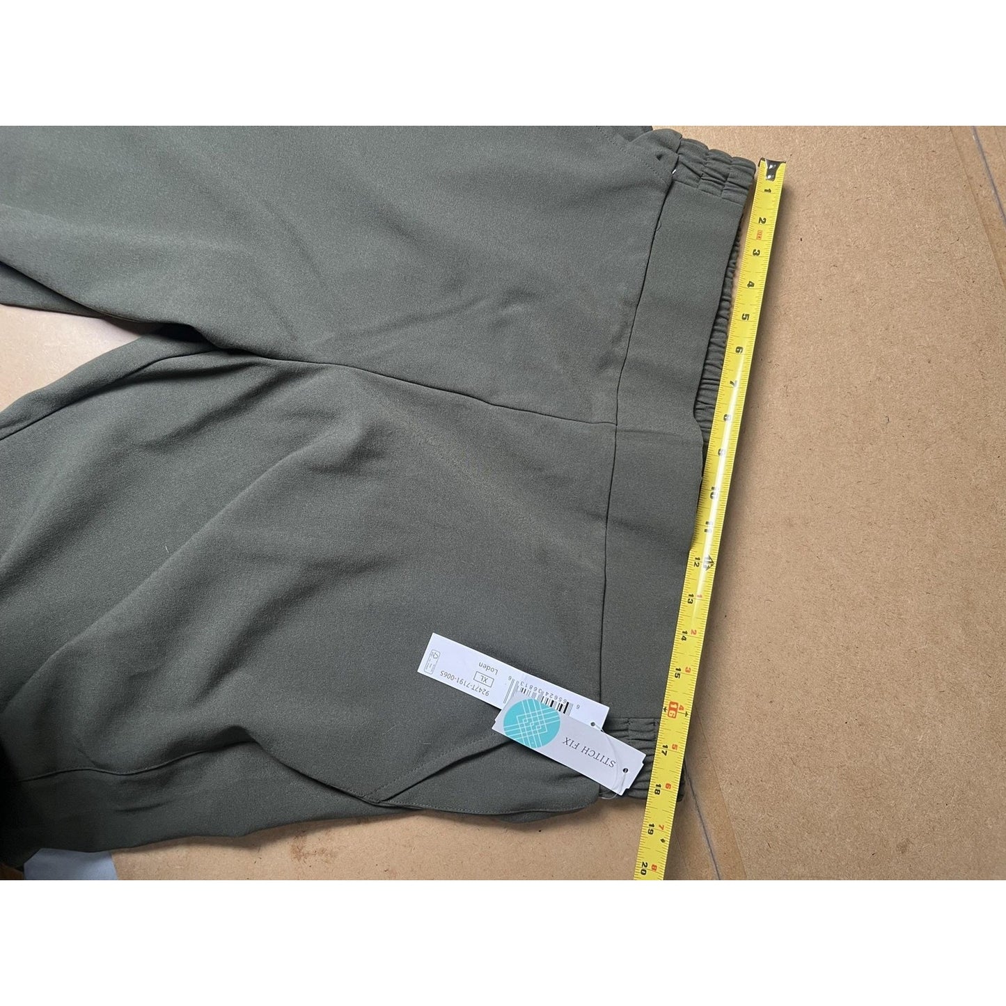 Stitch Fix Pants Womens XL Green Cropped Crepe Pull On Elastic Pockets Wide-Leg