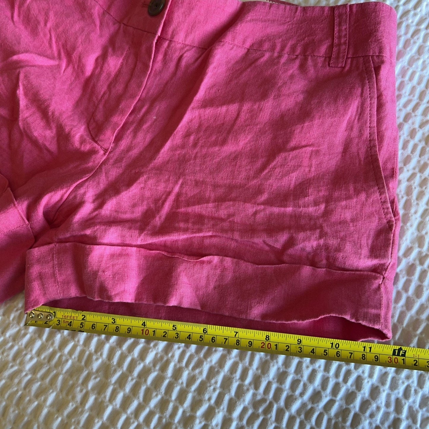 J.CREW Chino Shorts Womens 10 Pink Linen Cuffed City Fit Casual Summer