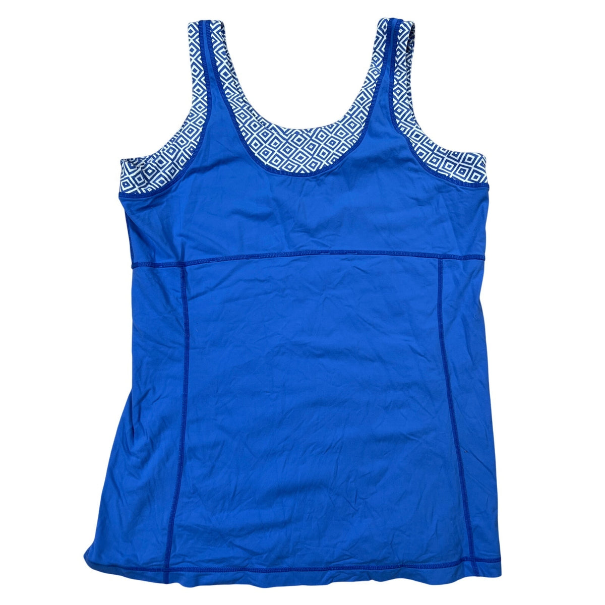 EUC Lucy Activewear Tech Blue White Sleeveless Athletic Tank Top Size XL
