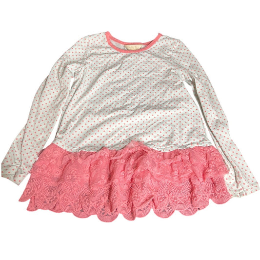 Matilda Jane Size 4 Girls Dress Polka Dot Pink Lace Jump Rope Tunic