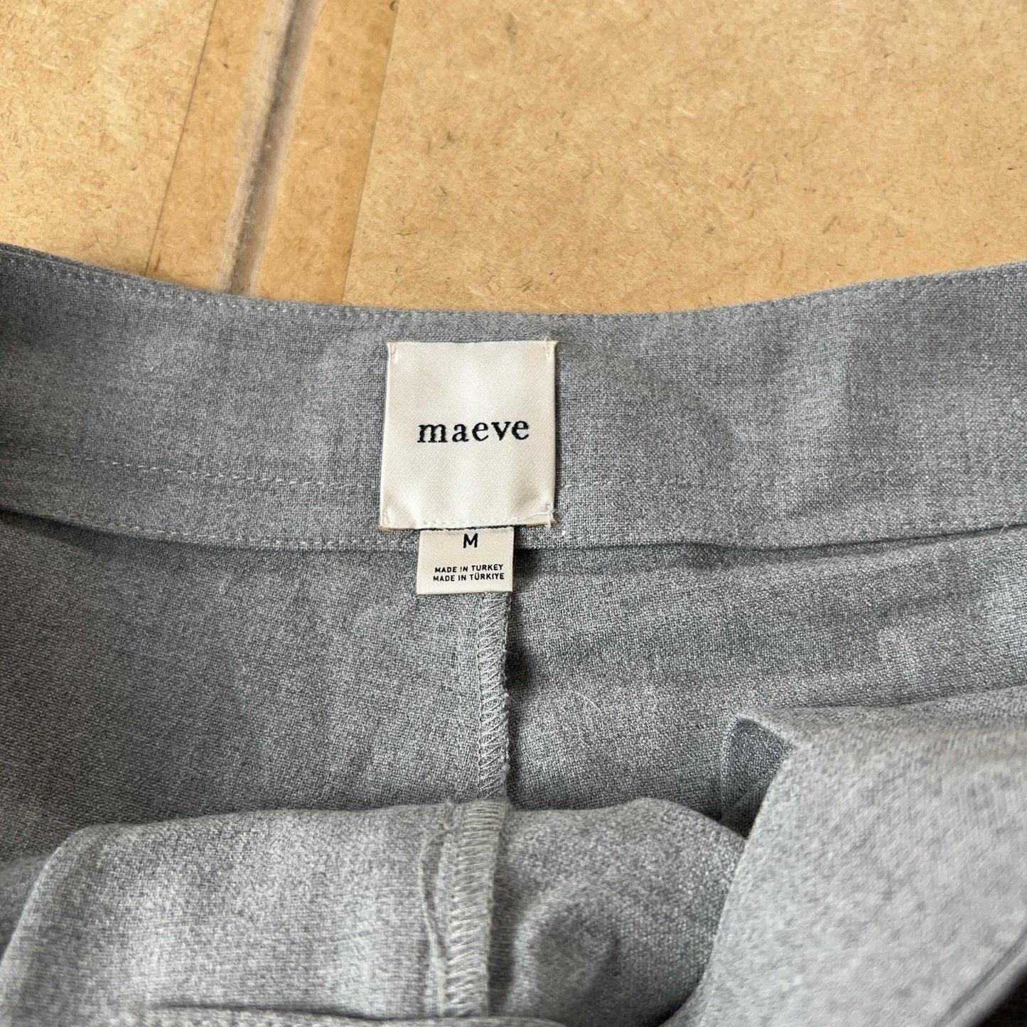 Maeve Skirt Womens M Gray Pleated Midi Twill Stretch Button Workwear Office