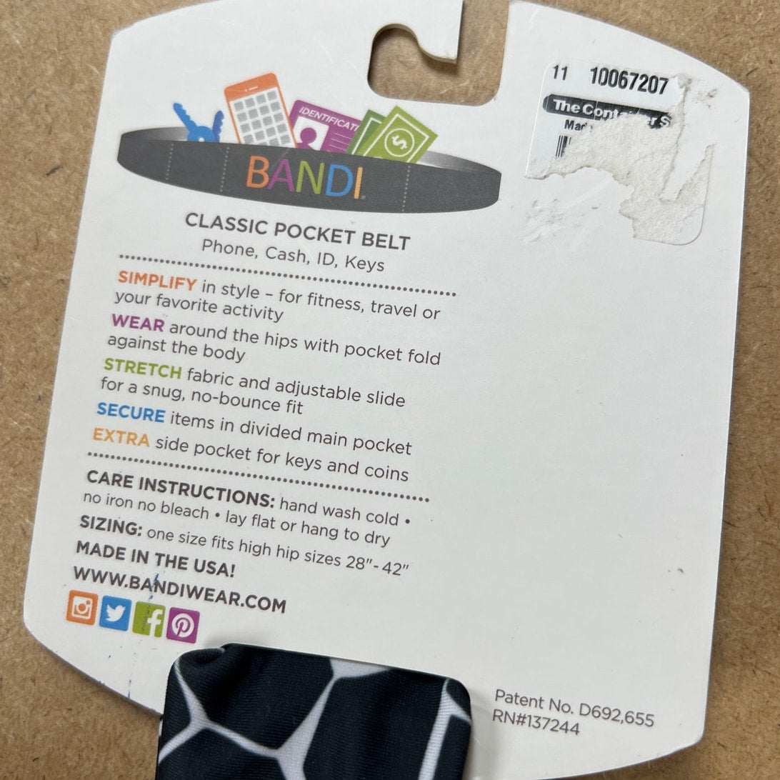 NWT Bandi Sleek Pocket Belt Fanny Pack Phone Money Secure Travel Hike Adjustable