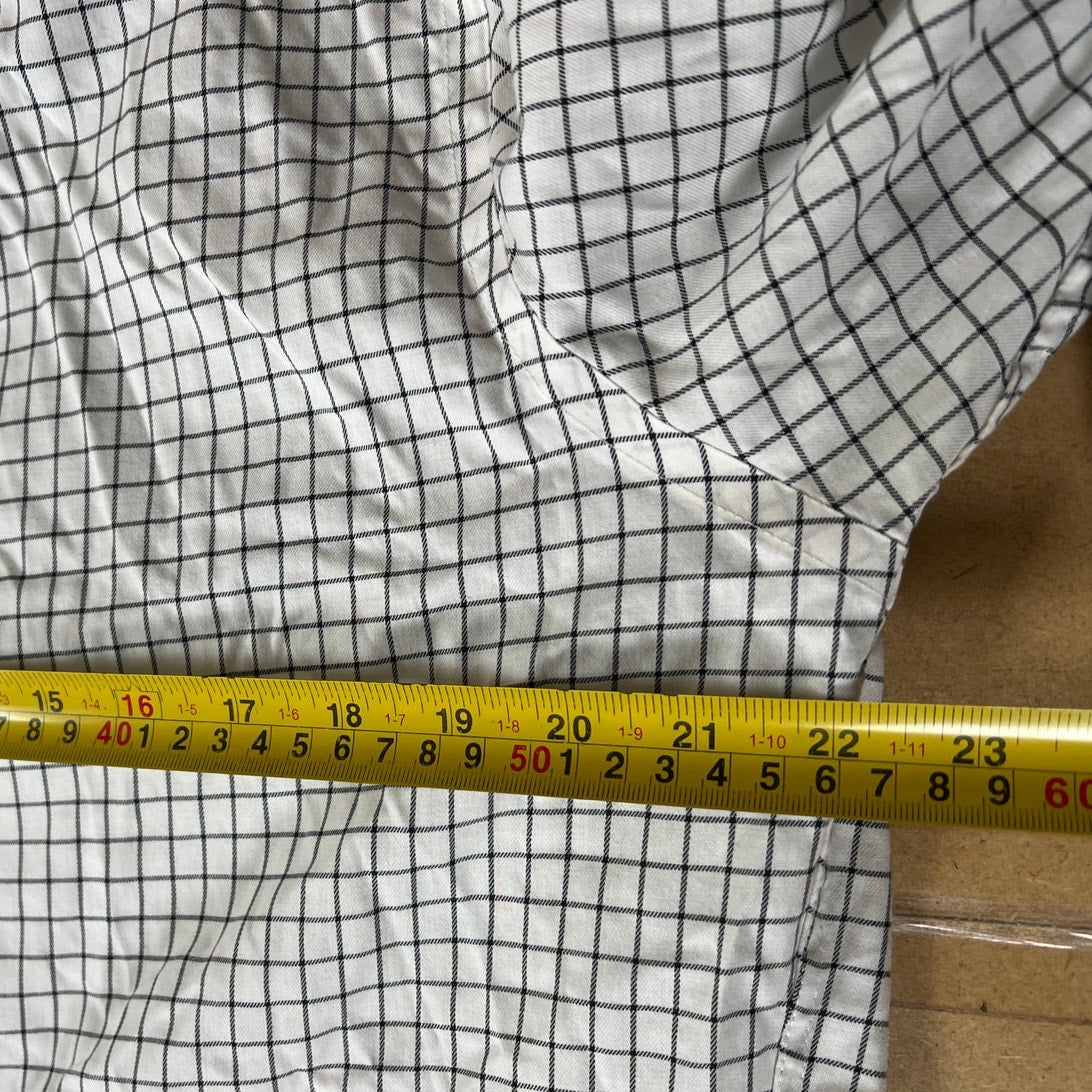 Lauren Ralph Lauren Slim Fit White/Black Checkered Button-Up Long Sleeve Size 17
