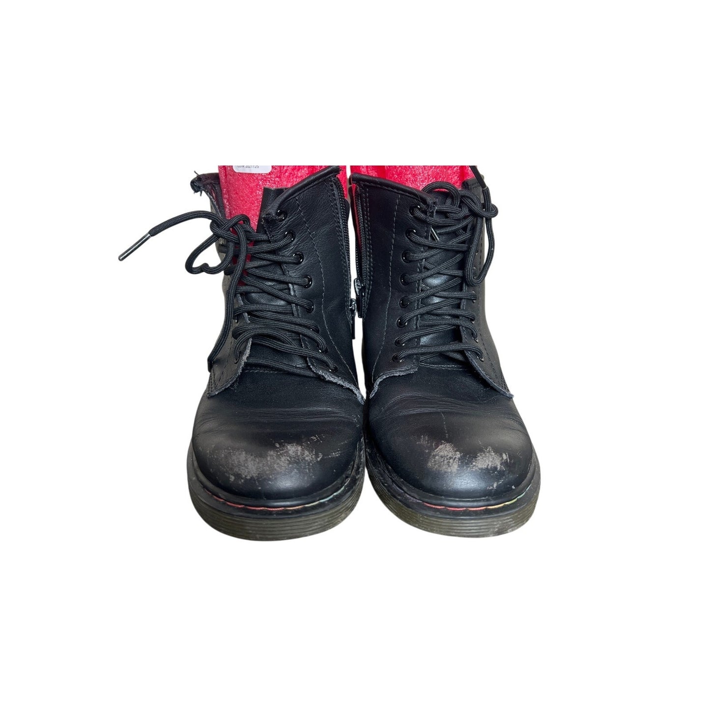 Dr. Marten Size 3 Kids Black Combat Boots Multi Stitch