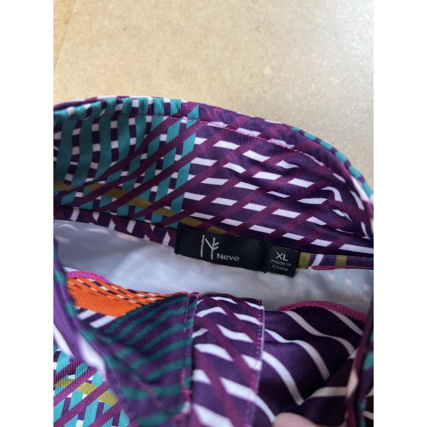 Neve Pullover Womens XL Purple 1/4 Zip Geometric Athletic Lightweight Stretch